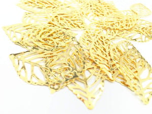 Gold Charms Gold Leaf Charms Leaf Pendants Filigree Charms Bulk Charms Wholesale Charms Gold Leaf Pendants 50pcs 35mm