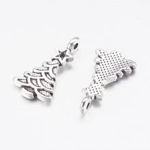 Load image into Gallery viewer, Christmas Tree Charms Christmas Charms Antiqued Silver Christmas Charms Christmas Pendants BULK Charms Wholesale Charms 50pcs