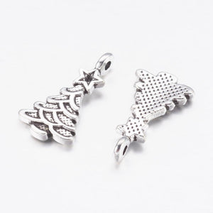 Christmas Tree Charms Christmas Charms Antiqued Silver Christmas Charms Christmas Pendants BULK Charms Wholesale Charms 50pcs