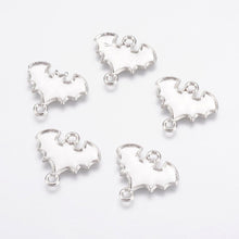 Load image into Gallery viewer, Bat Charms Connector Pendants Antiqued Silver Bat Charms 2 Hole Charms Link Connectors Halloween Charms Findings 5pcs