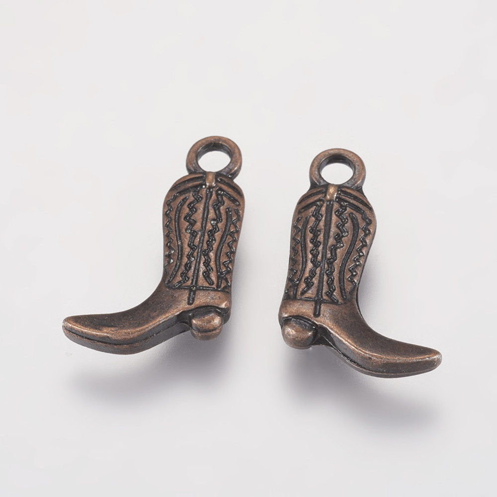 Boot Charms Cowboy Boot Charms Western Charms Cowboy Charms Copper Boot Charms Boot Pendants Cowgirl Charms 4pcs