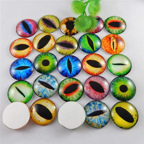 Eye Cabochons Round Glass Cabochons 30mm Flat Back Cabochons Dragon Eye Flatbacks Assorted Dragon Eyes BULK 20 pieces Pairs
