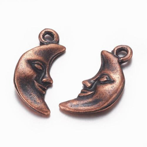 Copper Moon Charms Antiqued Copper Charms Crescent Moon Pendants Man In the Moon Celestial Charms Sky Charms 3pcs