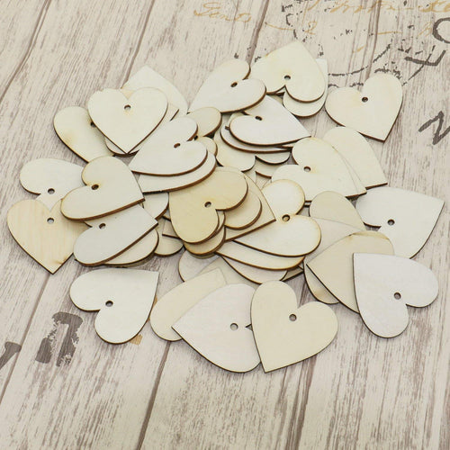 Wooden Heart Blanks Heart Ornament Blanks BULK Wooden Blanks Drilled Ornament Blank Hearts Wholesale Heart Shaped Blanks 50pcs 2