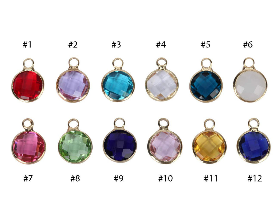 Birthstone Charms 14K Gold Plated Charms Assorted Charms 6mm Birthstone Pendants Austrian Crystal Charms Birthstone Set 12pcs