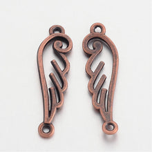 Load image into Gallery viewer, Angel Wing Connectors Charms Angel Wing Pendants Antiqued Copper Wings 33mm Double Sided Wing Charms Wing Links 10 pieces 2 Holes