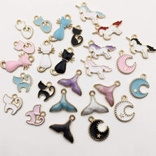 Load image into Gallery viewer, Enamel Charms Set Assorted Charms Gold Enamel Charms BULK Charms Fairy Tale Charms Unicorn Charms Mermaid Charms Enamel Pendants 50pcs