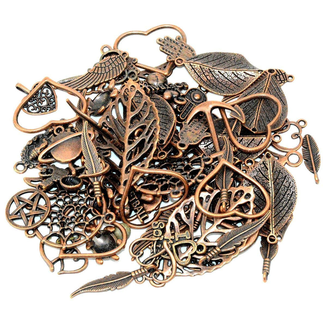 Copper Charms Set Assorted Charms Mixed Charms BULK Charms Antiqued Copper Charms Copper Pendants Wholesale Charms 80 pieces 100 grams