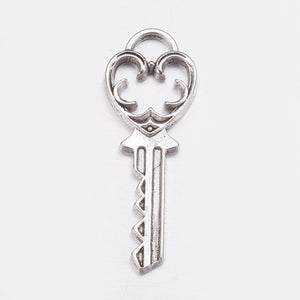 Skeleton Key Pendants Key Charms Antiqued Silver Heart Keys Wedding Keys Silver Keys Steampunk Keys Bulk Skeleton Keys 500pcs 38mm PREORDER