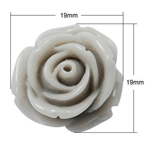 Gray Flower Cabochons Resin Cabochons Flowers Bulk Cabochons Resin Flowers for Rings Wholesale Cabochons Flat Backs 18mm- 19mm -50pcs
