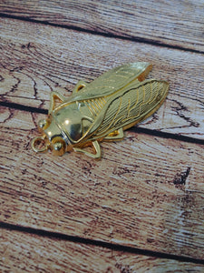 Cicada Pendant Gold Bug Charm Bug Pendant Cicada Charm Gold Pendant Entomology Charm Large Focal Pendant Focal Charm 61mm