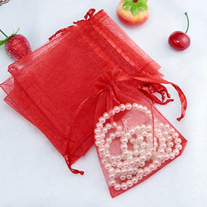 Red Organza Bags Gift Bags Party Bags Jewelry Bags Gifting Bags Wholesale Organza Bags Drawstring Bags 100 pieces 6x4 BULK