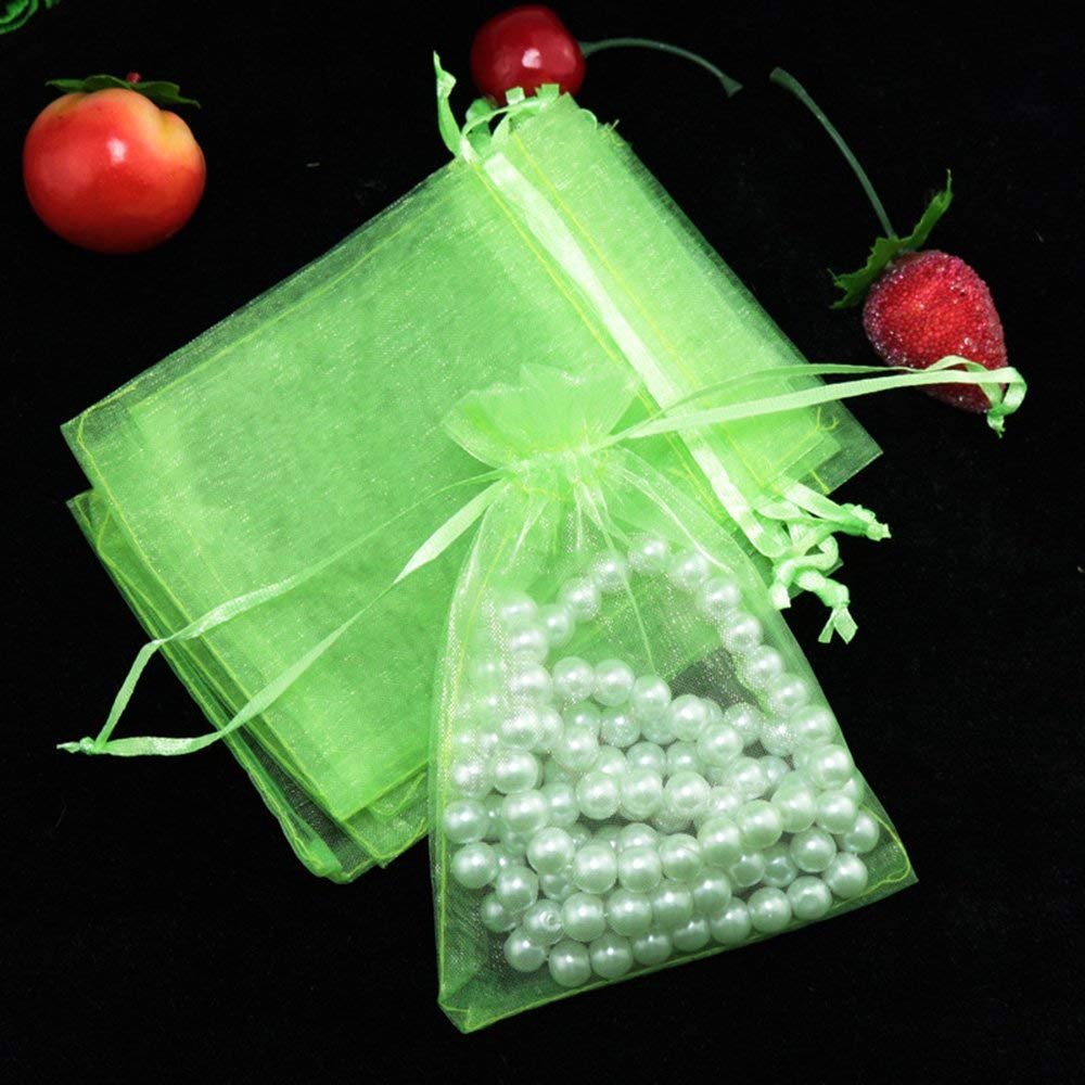 Green Organza Bags Gift Bags Party Bags Jewelry Bags Gifting Bags Wholesale Organza Bags Drawstring Bags 100 pieces 6x4 BULK