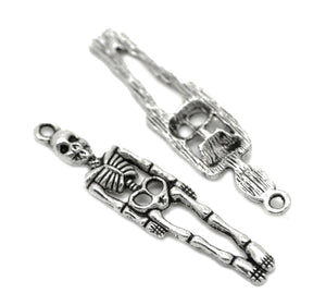 Silver Skeleton Charms Antiqued Silver Skeleton Pendants Full Skeleton Charms Halloween Charms Gothic Charms BULK Charms Set 50pcs