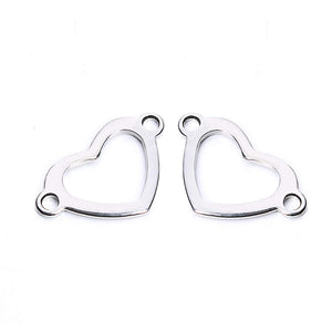 Heart Connector Charms Heart Charms Cut Out Heart Pendants Heart Link Charms Silver Heart Charms Stainless Steel Charms 20pcs