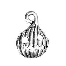 Load image into Gallery viewer, Pumpkin Charms Jack O Lantern Charms Antiqued Silver Charms Halloween Charms Halloween Pumpkin Themed Charms 4pcs
