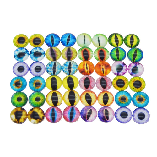 Eye Cabochons Round Glass Cabochons 6mm Flat Back Cabochons Dragon Eye Flatbacks Assorted Dragon Eyes BULK 100 pieces Pairs
