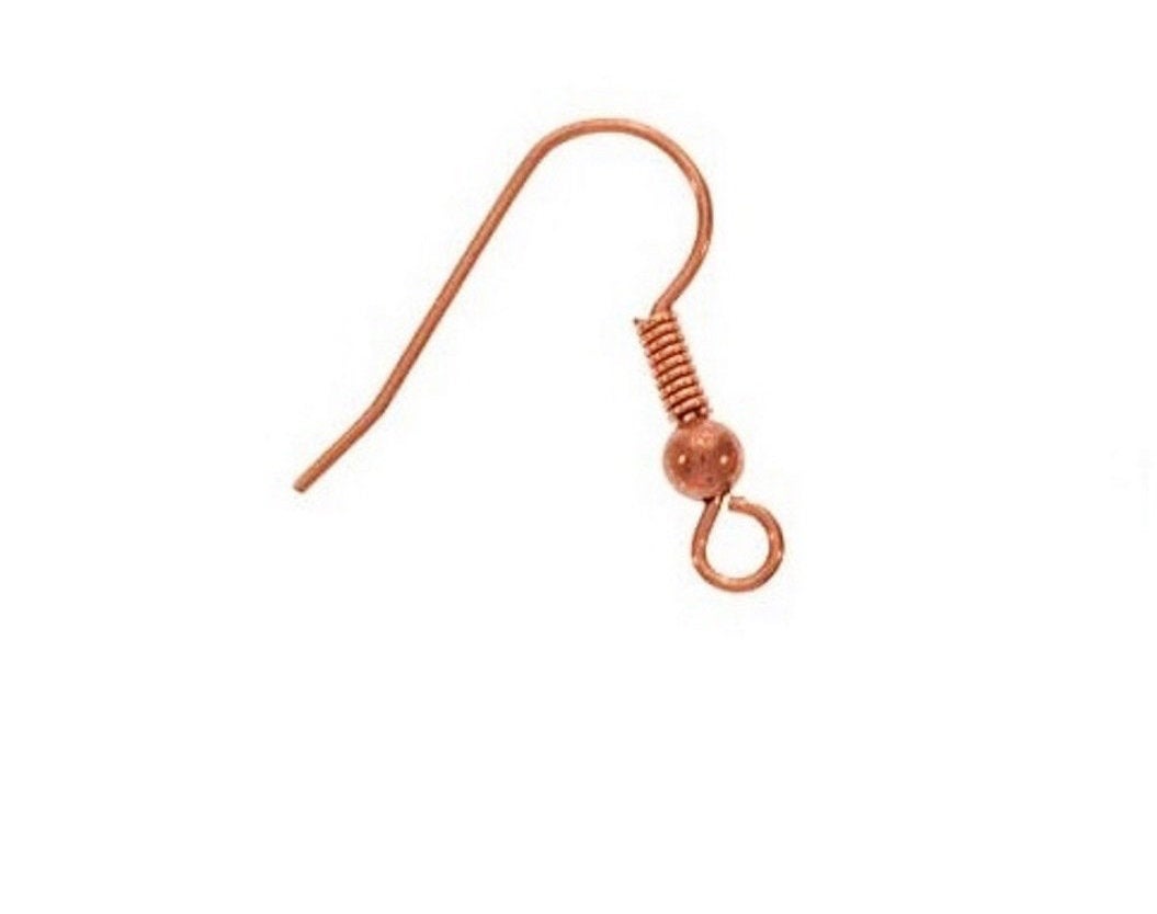 Copper Earring Wires Real Copper Ear Wires Earring Findings Copper Wires Fishhook Wires Coil End Wires BULK 50pcs