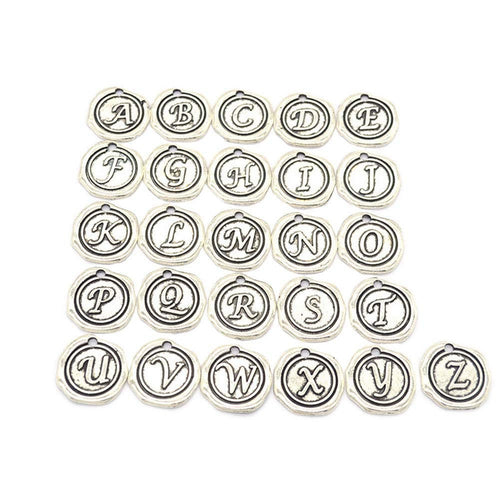 Alphabet Charms Letter Charms Antiqued Silver Letter Charms Initial Charms BULK Charms Wholesale Charms 52pcs 2 Full Alphabet Sets