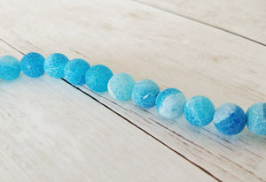 Gemstone Beads Dragon Vein Agate Beads Blue Gemstone Beads 8mm Beads Crackle Beads Blue Agate Beads Authentic Gemstones 10 Pieces