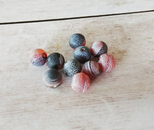 Agate Beads Gemstone Beads Dragon Vein Agate 8mm Beads Burnt Orange Crackle Beads Authentic Gemstones 10 pieces