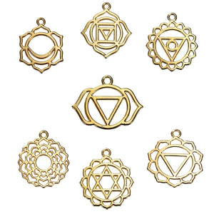 Gold Chakra Pendants Assorted Charms Lot Chakra Charms Meditation Charms Assorted Pendants BULK Charms Gold Charms 21pcs
