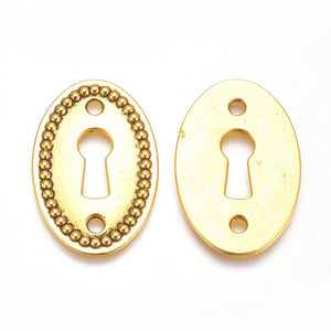 Keyhole Pendant Connector Keyhole Charm Antiqued Gold Key Hole Steampunk Pendant Oval Lock Charm Gold Lock Connector 1 piece