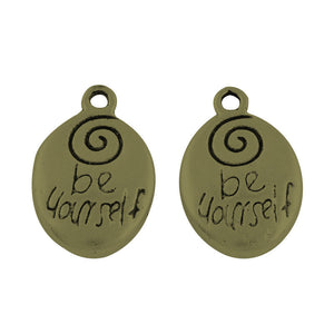 Be Yourself Charms Antiqued Bronze Quote Charms Word Charms Oval Word Pendants Quote Pendants 20mm 4pcs