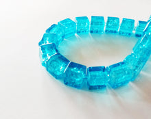 Load image into Gallery viewer, Cube Beads Square Glass Beads 8mm Glass Beads 8mm Beads Blue Glass Beads Spacer Beads 10 pieces