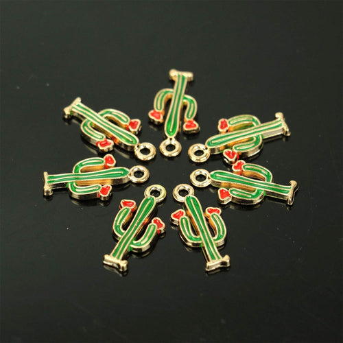 Cactus Charms Cactus Pendants Gold Enamel Charms Gold Charms Western Charms Southwest Charms Set BULK Charms  36pcs