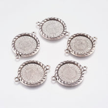 Load image into Gallery viewer, Cabochon Settings 20mm Setting Circle Cabochon Setting Connector Cabochon Frame Cameo Settings Antiqued Silver Bulk Pendants Wholesale 25pcs