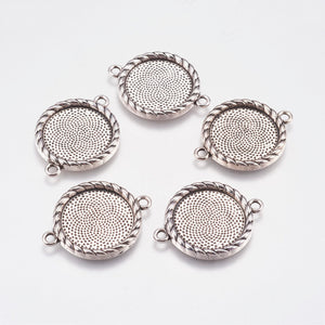 Cabochon Settings 20mm Setting Circle Cabochon Setting Connector Cabochon Frame Cameo Settings Antiqued Silver Bulk Pendants Wholesale 25pcs