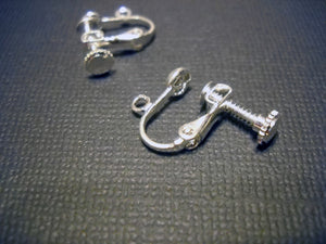 Clip On Screw Earring Findings Silver Plated Screw Clip On Earrings 1 Pair