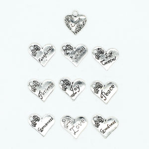 Heart Charms Heart Pendants Silver Heart Charms Word Heart Charms Silver Charms Love Charms Wholesale Charms BULK Charms 100pcs