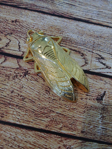 Cicada Pendant Gold Bug Charm Bug Pendant Cicada Charm Gold Pendant Entomology Charm Large Focal Pendant Focal Charm 61mm