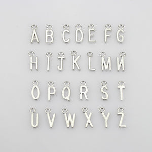 Alphabet Charms Set Antiqued Silver Tone Letter Pendants 2 Full Sets Initial Jewelry Supplies Sold per pkg of 52