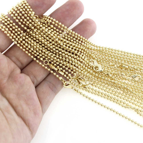 Bulk Chains Bulk Necklaces Wholesale Chains Gold Chains 18 Inch Chains 20 Inch Chains Gold Plated Chains Gold Ball Chains 12pcs