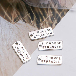 Quote Charms Quote Pendants Antiqued Silver Word Charms I Choose Strength Charms Workout Charms Inspirational Charms BULK 60pcs