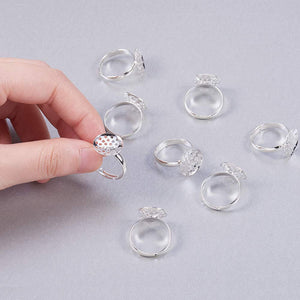 Ring Blanks Silver Adjustable Rings Blank Rings 10 Pieces For Flower and Gems Brass Wholesale Rings Silver Ring Blanks Ring Bases