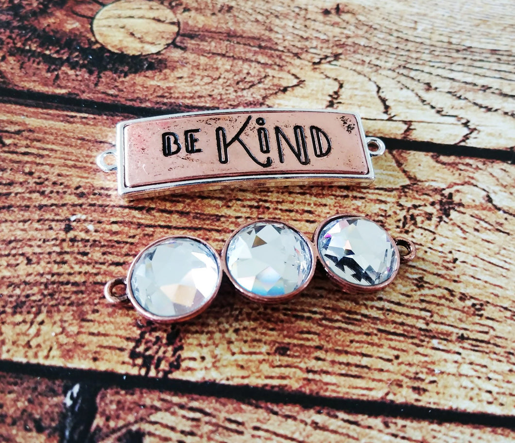 Word Connector Link Be Kind Pendant Word Band Quote Pendant Link Antiqued Silver Word Pendant Copper Jewelry Pendant Set