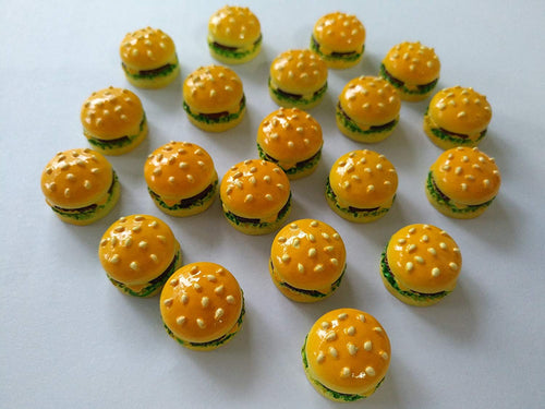 Hamburger Cabochons Resin Food Cabochons Resin Cabochons Realistic Food Slime Charms Flat Backs BULK 30 pieces