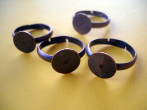 Copper Ring Blanks Antiqued Copper Rings Adjustable Rings Wholesale Rings Blank Rings Ring Settings 4pcs