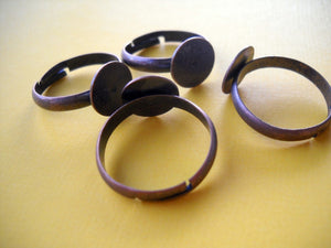 Copper Ring Blanks Antiqued Copper Rings Adjustable Rings Wholesale Rings Blank Rings Ring Settings 4pcs