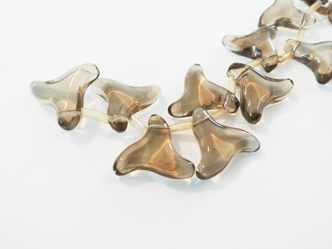 Shark Tooth Beads Glass Beads Brown Grey Wave Beads Unique Glass Beads Set 19mm Beads 5pcs