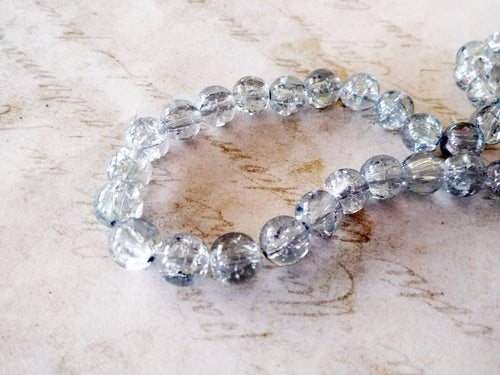 Crackle Beads Glass Beads 10mm Glass Beads Glass Crackle Beads Wholesale Beads 10mm Beads 10mm Grey Clear Beads 10pcs