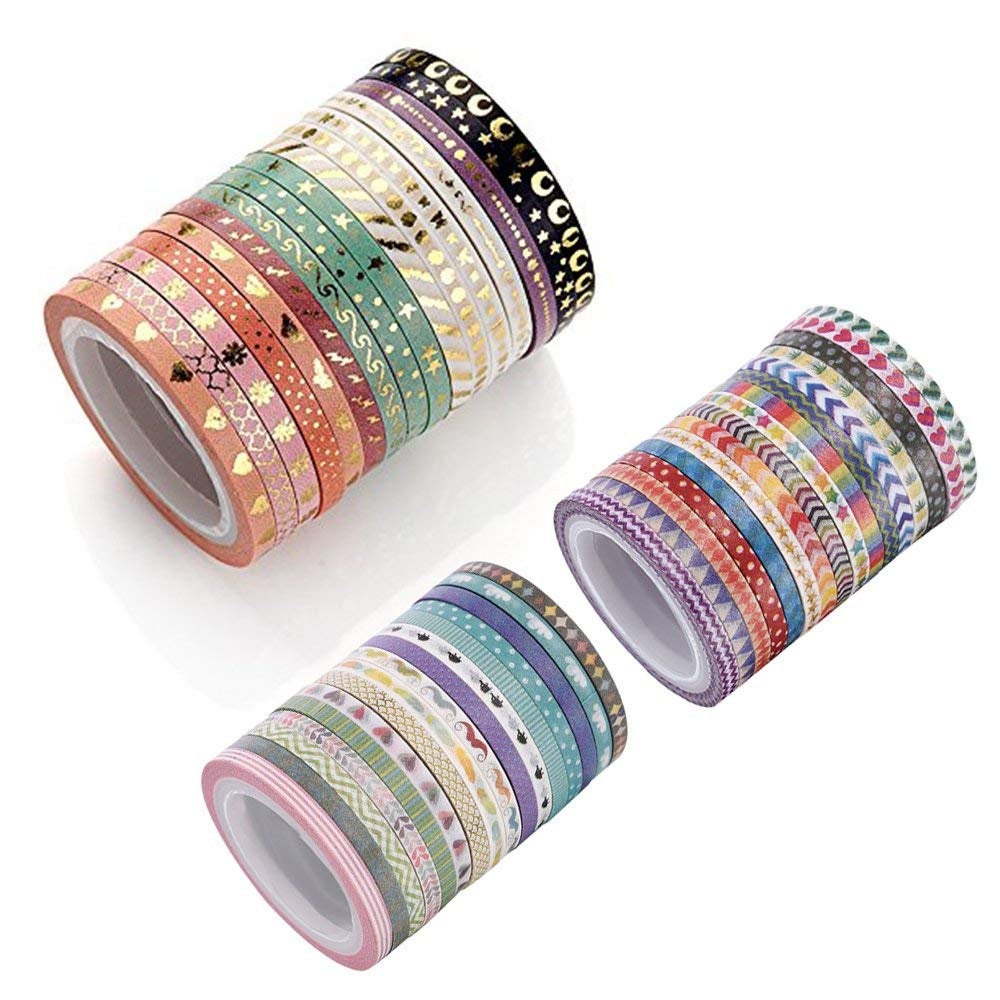 BULK Washi Tape Decorative Tape Gift Wrapping Embellishments Scrapbooking Assorted Washi Tape Wholesale Tape 3mm Washi Tape 48 Rolls