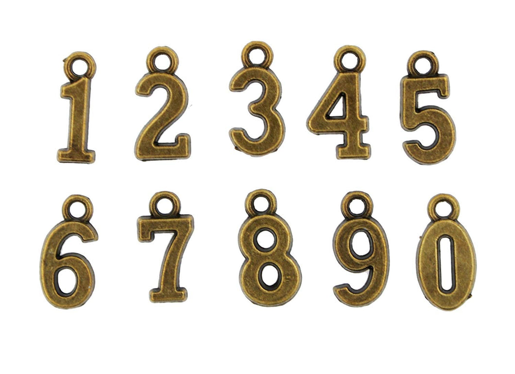 Bronze Number Charms Set Antiqued Bronze Number Pendants BULK Number Charms Bulk Charms Wholesale Charms Mix Assorted Charms 100pcs