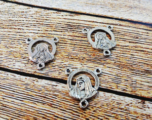 Rosary Connector Pendants Antiqued Silver Religious Charms Rosary Charm Rosary Link Charms Rosary Charms Set 3pcs