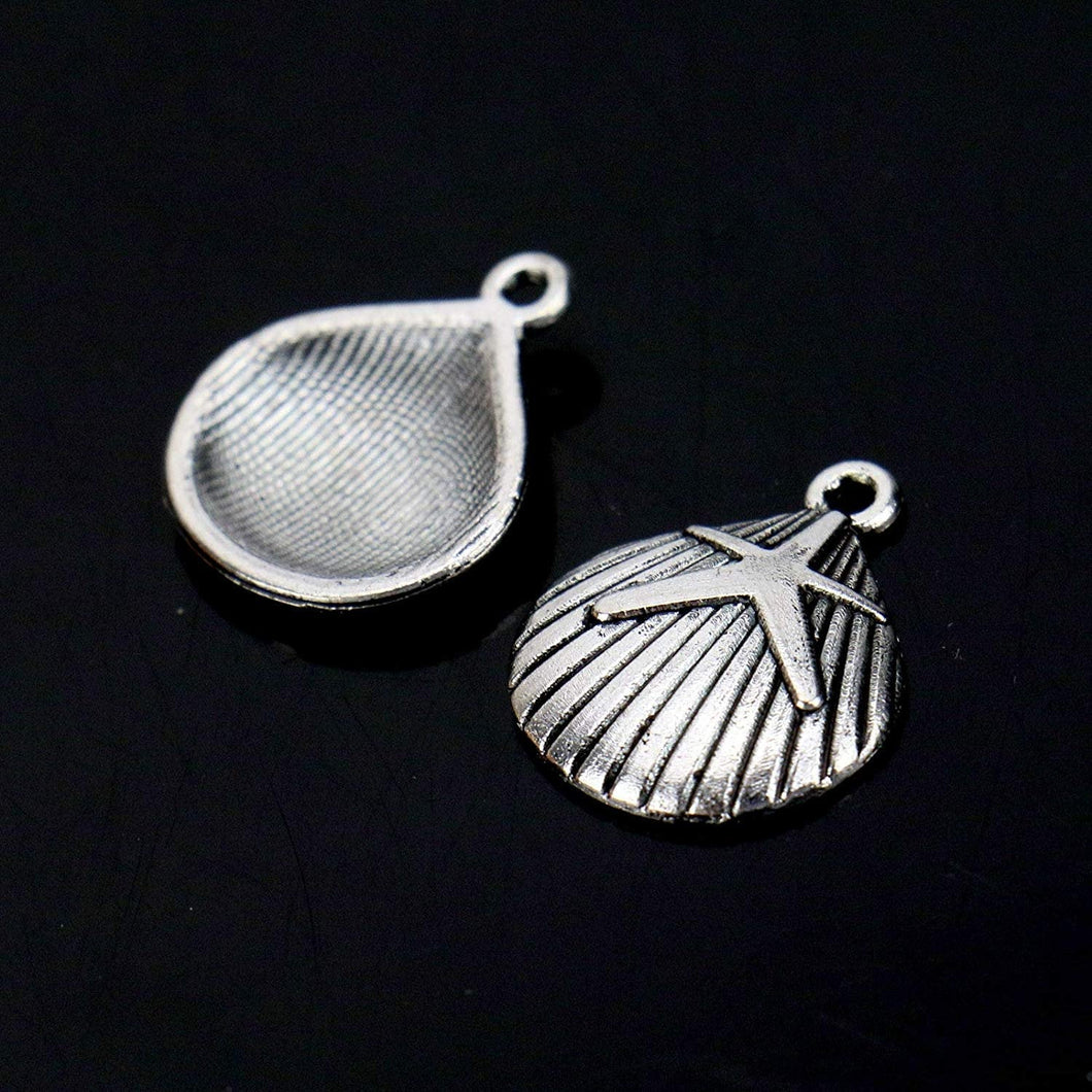 Seashell Charms Clam Charms Antiqued Silver Shell Charms Nautical Ocean Charms Assorted Charms Set BULK Charms 100pcs