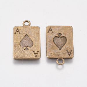 Playing Card Charms Antiqued Bronze Card Pendants Ace of Spades Charms Bronze Charms Set Poker Charms 10pcs